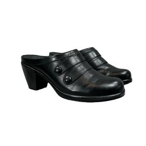 Dansko Blake Black Leather Slip-On Mule Clog Heel Shoes Size 9